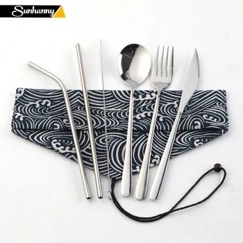 Sunhanny Portable Stainless Steel Dinnerware Set 304 Cutlery Flatware Tableware Set With Carry Bag For Kid Travel Picnic 
Sunhanny Portable Stainless Steel Dinnerware Set 304 Cutlery Flatware Tableware Set With Carry Bag For Kid Travel Picnic
