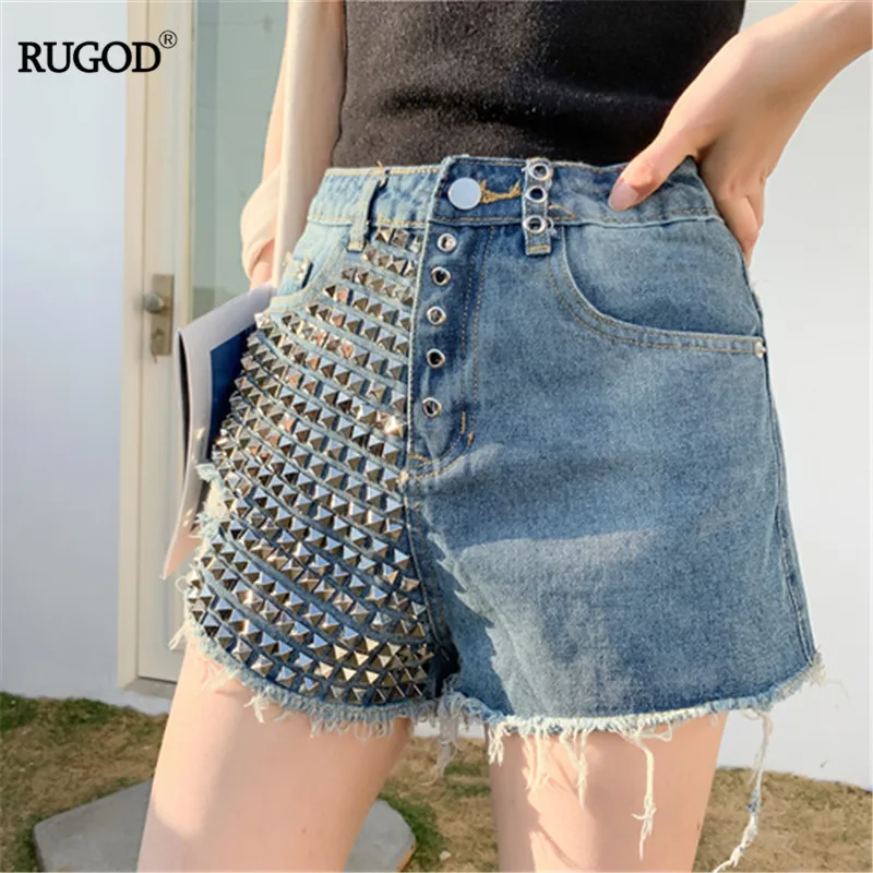 RUGOD 2019 summer women fashion shorts rivet frayed fringe empire waist slim lady zipper pockets denim shorts casual lady
RUGOD 2019 summer women fashion shorts rivet frayed fringe empire waist slim lady zipper pockets denim shorts casual lady