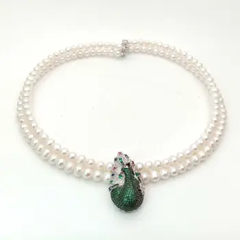 Hand knotted 2strands 7-8mm white round freshwater pearl necklace micro inlay zircon accessories pearl pendant long 45-47cm
Hand knotted 2strands 7-8mm white round freshwater pearl necklace micro inlay zircon accessories pearl pendant long 45-47cm