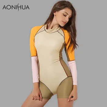 AONIHUA Swimwear Women 2018 Slim Rash Guards Patchwork 1 One Piece Swimsuits Push up Long sleeve Surfing female Bathing Suit
AONIHUA Swimwear Women 2018 Slim Rash Guards Patchwork 1 One Piece Swimsuits Push up Long sleeve Surfing female Bathing Suit