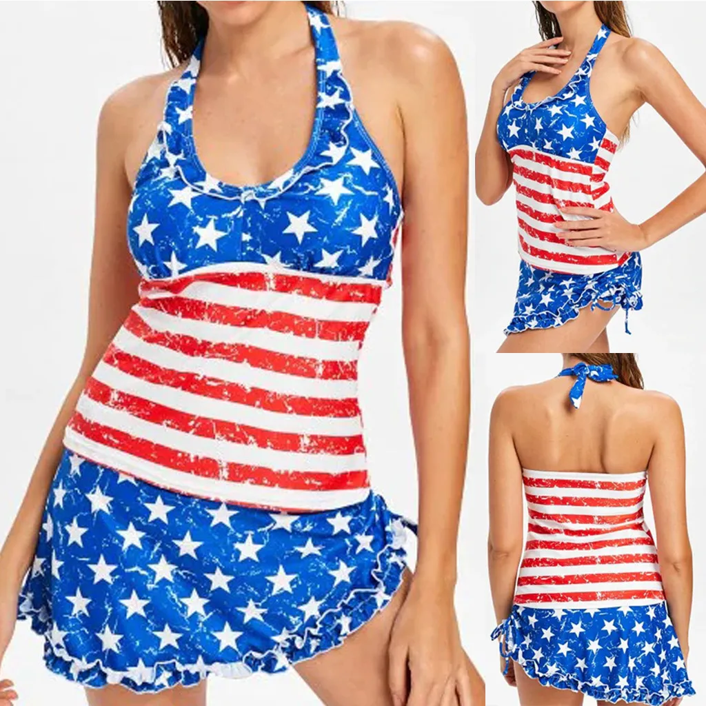 Женский Американский флаг 4 июля 2 шт. 2019 купальный костюм пуш-ап Maillot De Bain Femme