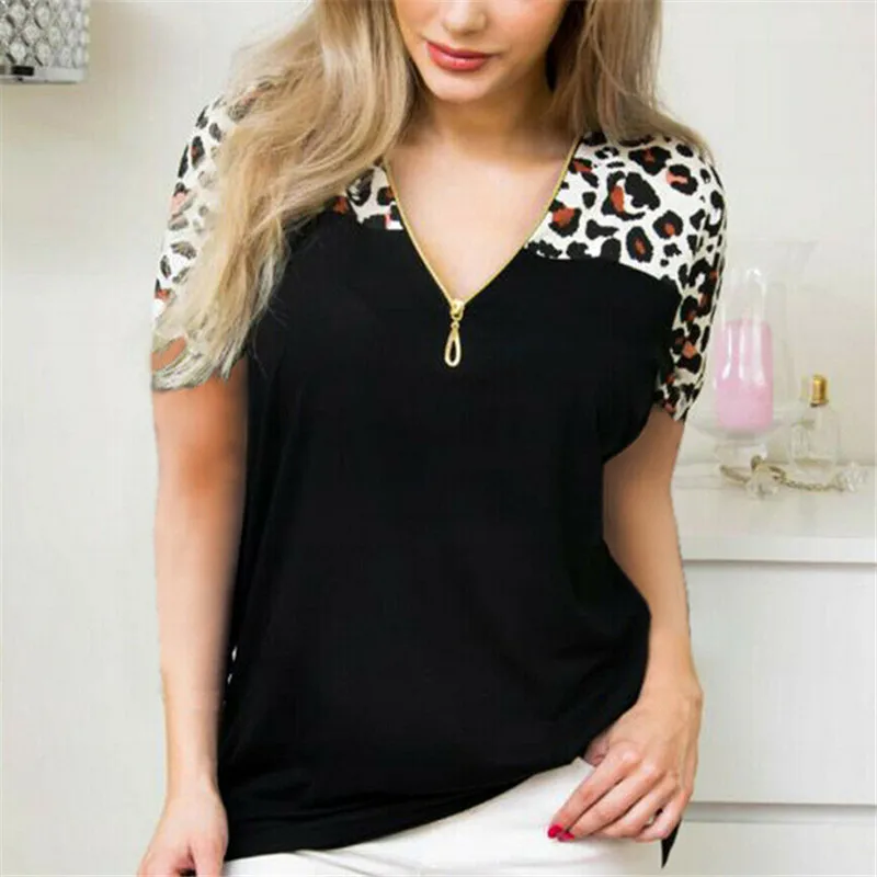 Sexy Women Blouses Leopard Print Blouses Loose Short Sleeve Zipper Blouse Casual Ladies Shirt Tops Fashion Blouse Summer Tops
Sexy Women Blouses Leopard Print Blouses Loose Short Sleeve Zipper Blouse Casual Ladies Shirt Tops Fashion Blouse Summer Tops