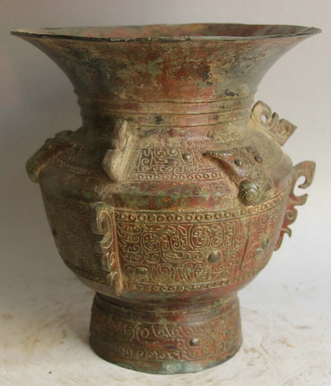 S1906 11" Old Chinese Bronze circular Beast vessel kettle Bottle Vase Pot Jar Crock D0318
S1906 11" Old Chinese Bronze circular Beast vessel kettle Bottle Vase Pot Jar Crock D0318