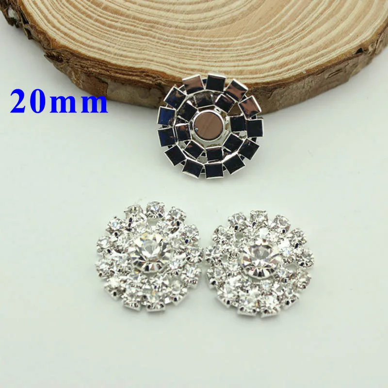 

Hot Sale 40pcs/lot 20mm Rhinestone Button Flatback Round Button Wedding Invitation Button Crystal DIY Accessories LSB007