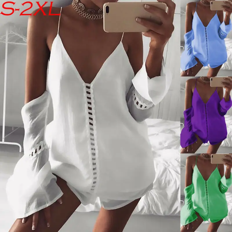New Plus Size Women Sling Open Work Blouse Long Sleeve Off Shoulder Cool Shirt Tops Sexy Deep V-neck Casual Sling Strap Blouse
New Plus Size Women Sling Open Work Blouse Long Sleeve Off Shoulder Cool Shirt Tops Sexy Deep V-neck Casual Sling Strap Blouse