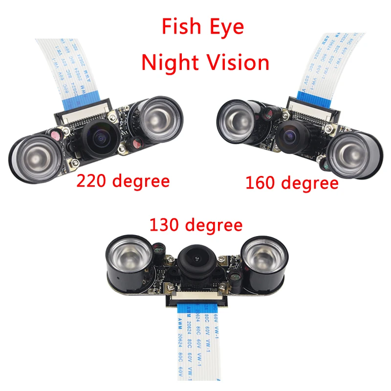 For Raspberry Pi 4 Night Vision Camera 5MP OV5647 Fisheye Webcam 130/160 Degree Video Camera for Raspberry Pi 3 Model B 3B Plus
For Raspberry Pi 4 Night Vision Camera 5MP OV5647 Fisheye Webcam 130/160 Degree Video Camera for Raspberry Pi 3 Model B 3B Plus
