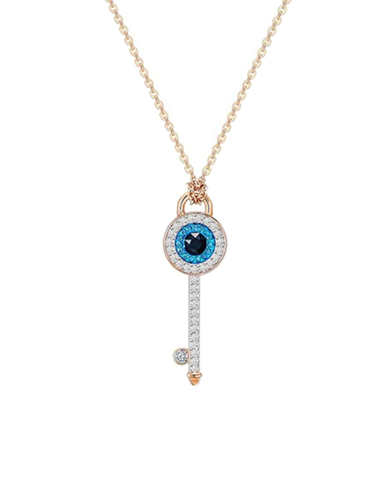 Rose Gold Color Blue Austrian Crystal Evil Eye Key Pendant Necklace Stainless Steel Women Jewelry
Rose Gold Color Blue Austrian Crystal Evil Eye Key Pendant Necklace Stainless Steel Women Jewelry