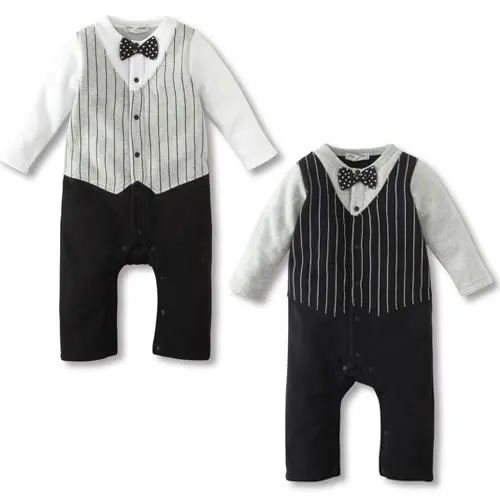 

Gentleman Christmas Costume For Baby Boy Romper Clothes Spring Autumn Infant Toddler Bow Tie Jumpsuit Overall Clothing