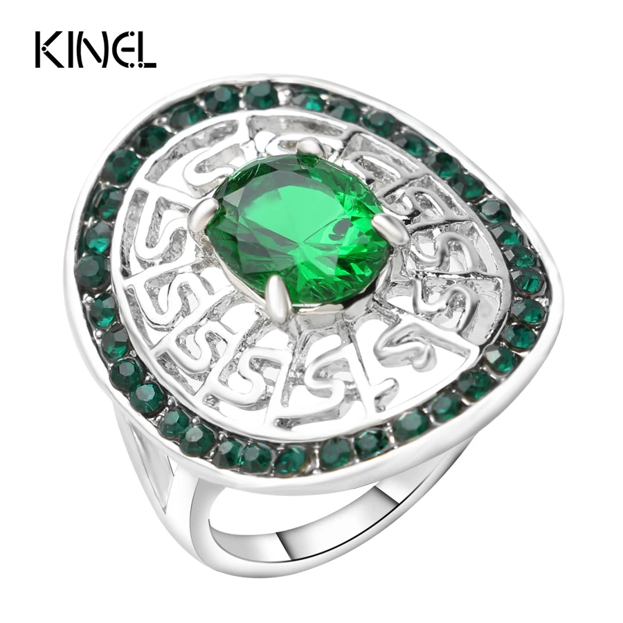 Kinel Vintage Wedding Ring Green Crystal Color Silver Big Oval Rings For Women Bride Engagement Jewelry 2016 New
Kinel Vintage Wedding Ring Green Crystal Color Silver Big Oval Rings For Women Bride Engagement Jewelry 2016 New