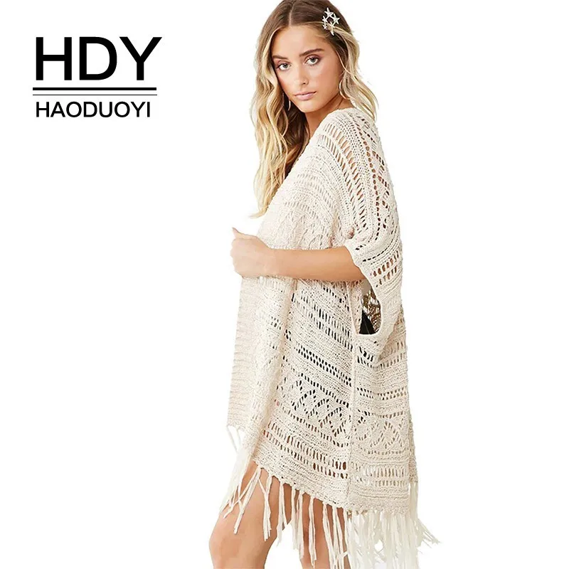 HDY Haoduoyi New Knit Hollow Out Open Stitch Breaf Tops 2019 Spring Summer Fashion Solid Tassel Symmetrical Loose Women Coat
HDY Haoduoyi New Knit Hollow Out Open Stitch Breaf Tops 2019 Spring Summer Fashion Solid Tassel Symmetrical Loose Women Coat