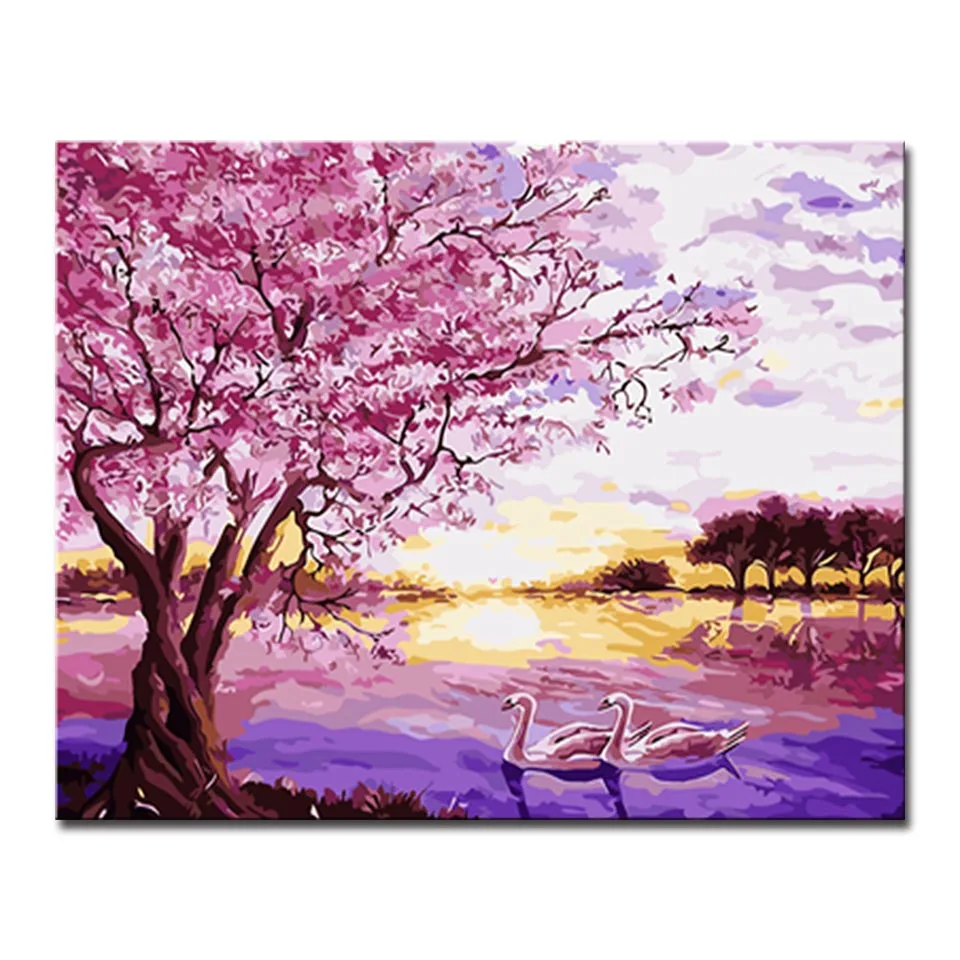 Modern DIY Digital By Numbers Drawing Unique Gifts Pink Tree Swan Lake Landscape Wall Art Canvas Picture For Home Decor Painting
Modern DIY Digital By Numbers Drawing Unique Gifts Pink Tree Swan Lake Landscape Wall Art Canvas Picture For Home Decor Painting