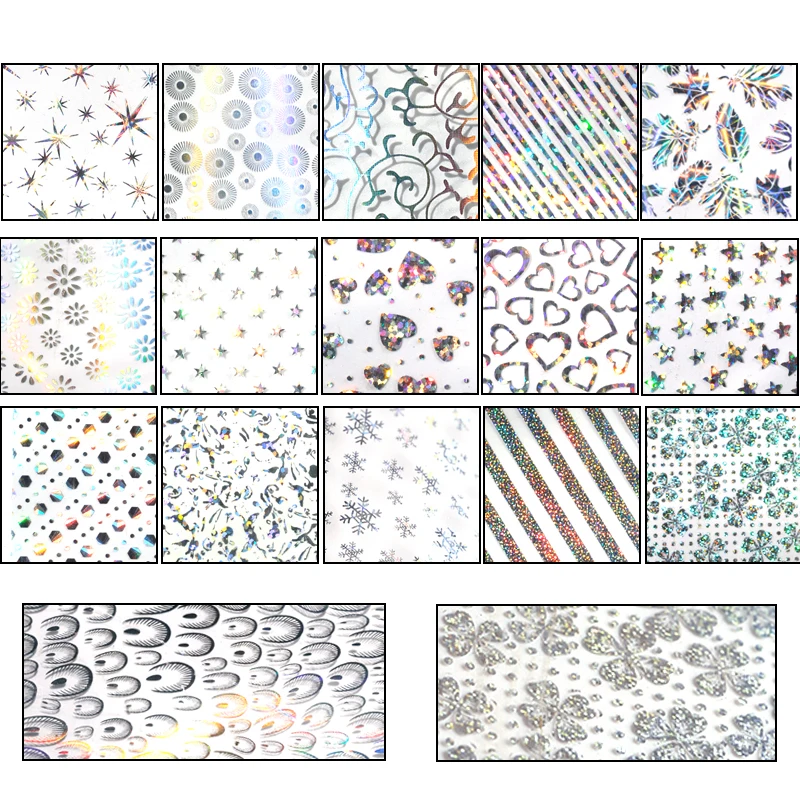 Blueness Nail Sticker 1 Bottle 17 Design Nail Foil Rose Flower Lace Silver Plaid Line Manicure Nail Art Transfer Sticker 
Blueness Nail Sticker 1 Bottle 17 Design Nail Foil Rose Flower Lace Silver Plaid Line Manicure Nail Art Transfer Sticker