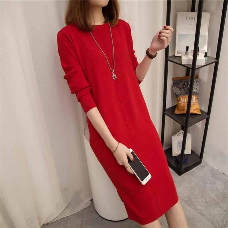 Women's Autumn Winter Slim Sweater Dress 2019 Solid Thick Dress Round Neck Long Sleeve Knit Dress Female LJ0711
Women's Autumn Winter Slim Sweater Dress 2019 Solid Thick Dress Round Neck Long Sleeve Knit Dress Female LJ0711