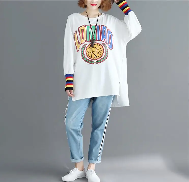 Womens Letter Top And Pullovr Shirts 2019 long Sleeve Cotton Thin Vent Casual Large Size Loose Print Tshirts Female XXL-5XL Tee
Womens Letter Top And Pullovr Shirts 2019 long Sleeve Cotton Thin Vent Casual Large Size Loose Print Tshirts Female XXL-5XL Tee