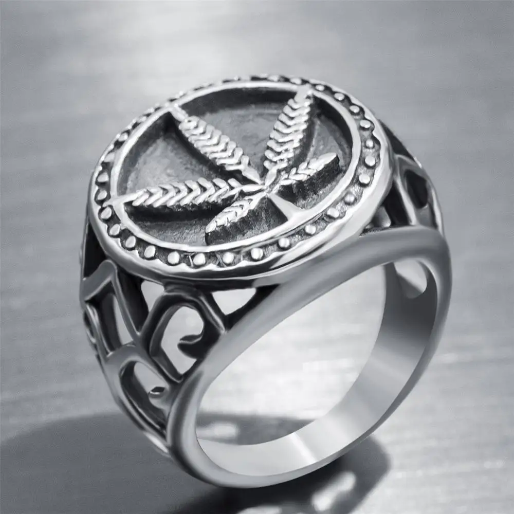 Punk Gothic Hollow Design Round Maple Leaf Signet Vintage hemp leaf Finger Men's Rings Anel masculino bague homme Male Jewelry
Punk Gothic Hollow Design Round Maple Leaf Signet Vintage hemp leaf Finger Men's Rings Anel masculino bague homme Male Jewelry