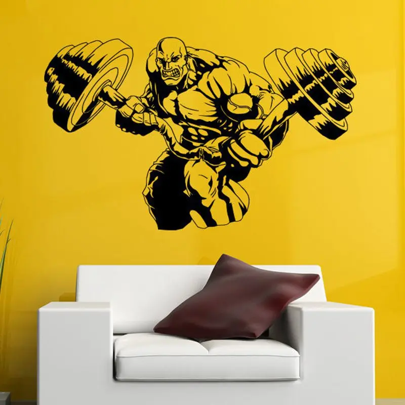 Gym Sticker Fitness Barbell Decal Body-building Posters Vinyl Wall Decals Pegatina Quadro Parede Decor Mural Gym Sticker