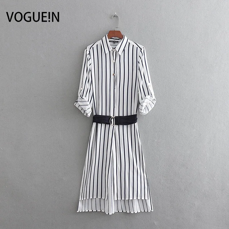 VOGUEIN New Womens Elegant Striped Print 3/4 Sleeve Belt Side Split Midi Dress Wholesale 
VOGUEIN New Womens Elegant Striped Print 3/4 Sleeve Belt Side Split Midi Dress Wholesale