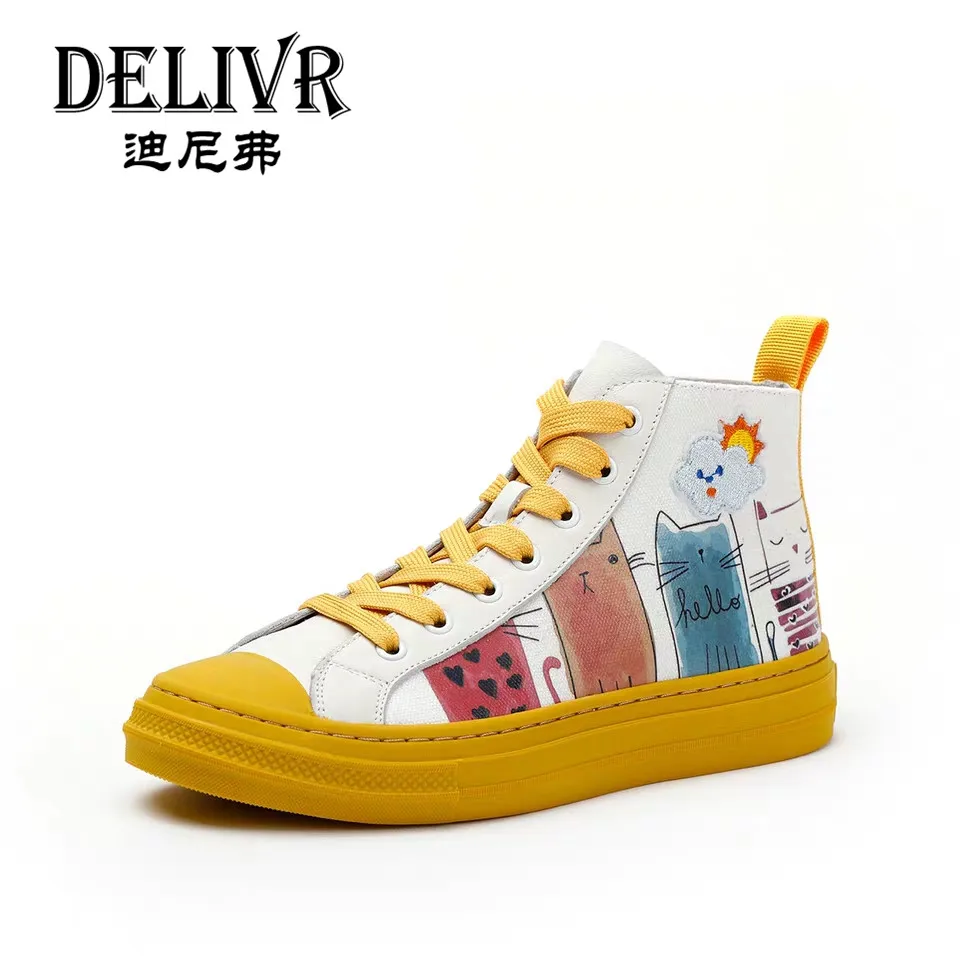 Delivr Women Flats Vulcanized Shoes Canvas High Top Women Casual Shoes Fashion Graffiti Female Casual Shoes Lace Up 2019 New
Delivr Women Flats Vulcanized Shoes Canvas High Top Women Casual Shoes Fashion Graffiti Female Casual Shoes Lace Up 2019 New