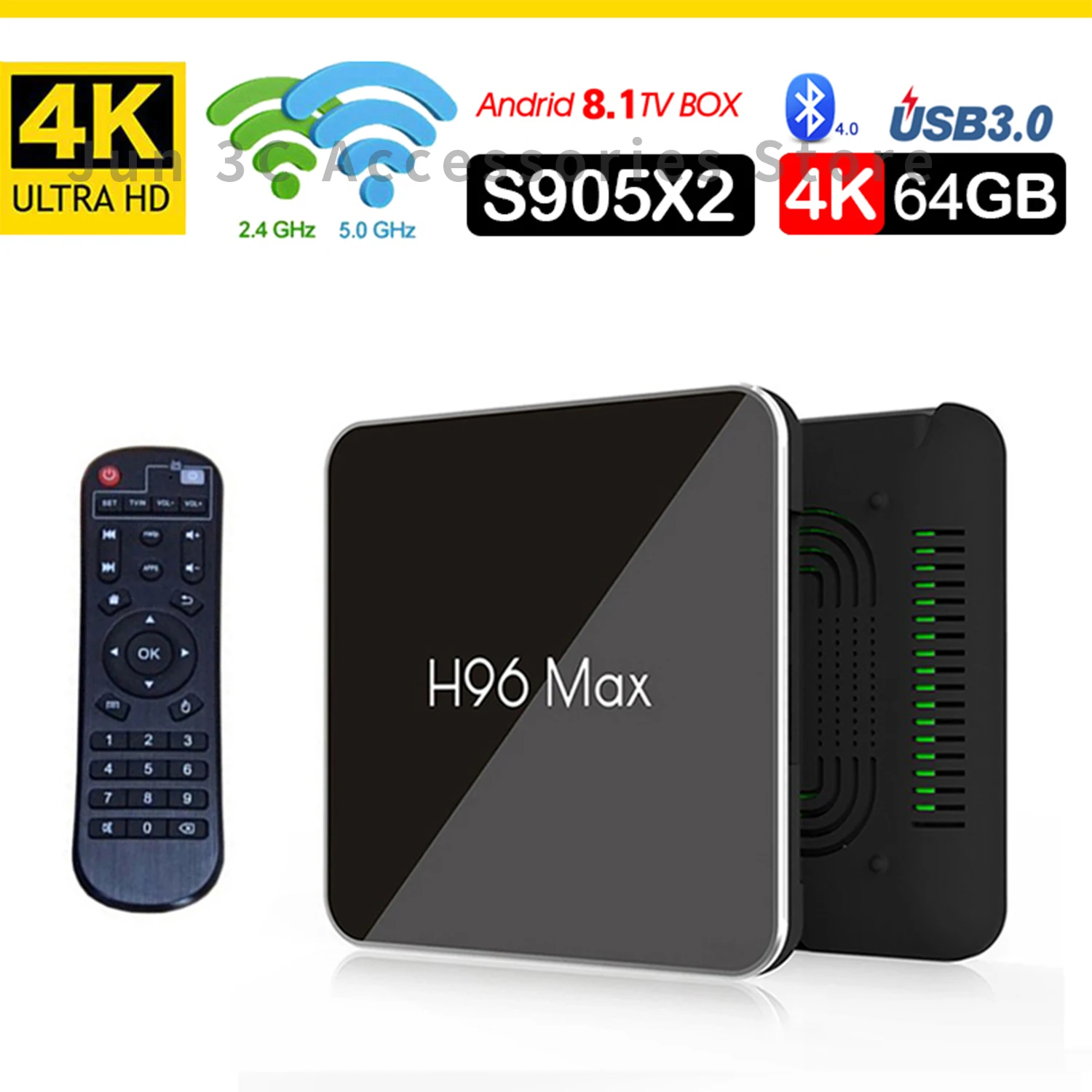 H96 MAX X2 Smart TV Box Android 8.1 Amlogic S905X2 LPDDR4 Quad Core 32/64GB Set Top Box 2.4&5G Wifi 4K H.265 USB3.0 Media Player
H96 MAX X2 Smart TV Box Android 8.1 Amlogic S905X2 LPDDR4 Quad Core 32/64GB Set Top Box 2.4&5G Wifi 4K H.265 USB3.0 Media Player