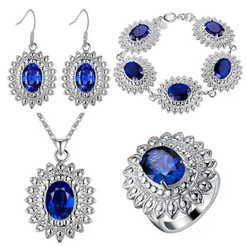 925 new Thick plating Jewelry Set light blue Chrysanthemum set Color treasure set hook jewelry Sets Fine Wo
925 new Thick plating Jewelry Set light blue Chrysanthemum set Color treasure set hook jewelry Sets Fine Wo