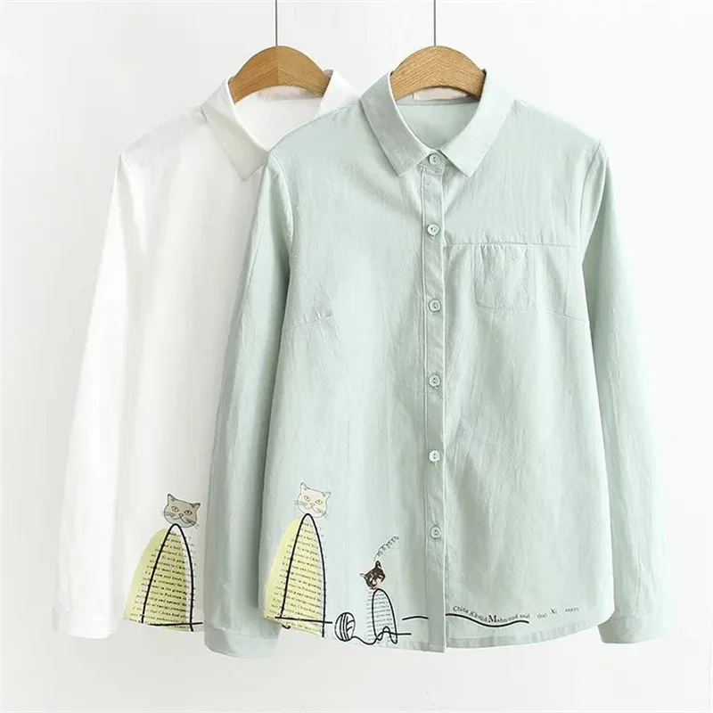 2018 Casual Green White Blouse Turn-down Collar Cartoon Print Blouse Women Cotton Long Sleeve Blouses Women Tops Pockets ZY3960
2018 Casual Green White Blouse Turn-down Collar Cartoon Print Blouse Women Cotton Long Sleeve Blouses Women Tops Pockets ZY3960