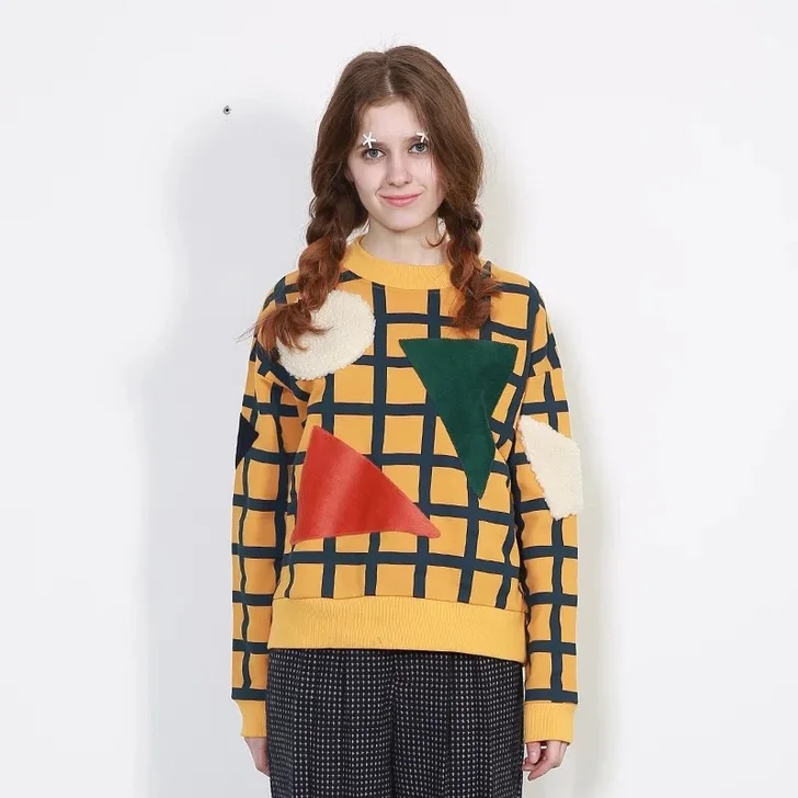 2017 New Casual Women Sweatshirts Long Sleeve Cotton Geometric Patch Plaid Terry Pullover Tops Yellow Funny Autumn Hoodies Top
2017 New Casual Women Sweatshirts Long Sleeve Cotton Geometric Patch Plaid Terry Pullover Tops Yellow Funny Autumn Hoodies Top