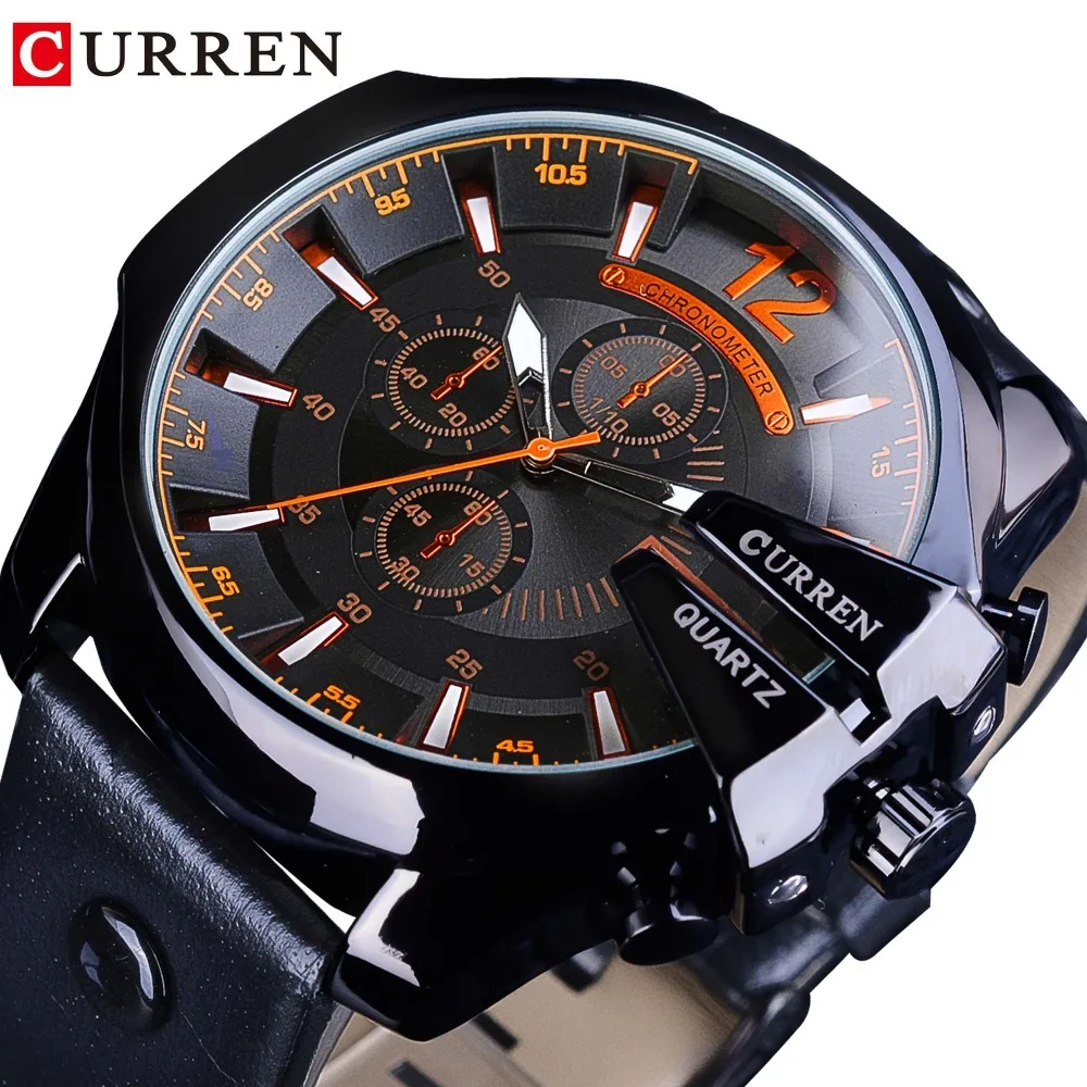 CURREN Orange Dial Fashion Luxury Brand Design Black Leather Belt Calendar Mens Quartz Military Sport Watches Top Brand Luxury
CURREN Orange Dial Fashion Luxury Brand Design Black Leather Belt Calendar Mens Quartz Military Sport Watches Top Brand Luxury