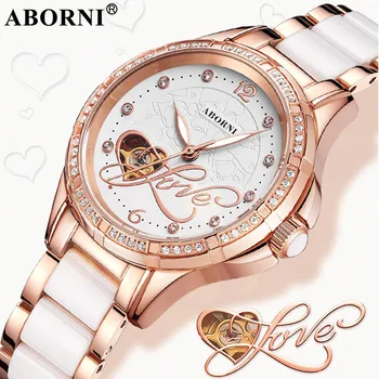 ABORNI Luxury Skeleton Love Women Watches Automatic Self-Wind Lady Rose Gold Steel Clock Diamand Ceramic Mechanical Wristwatch
ABORNI Luxury Skeleton Love Women Watches Automatic Self-Wind Lady Rose Gold Steel Clock Diamand Ceramic Mechanical Wristwatch