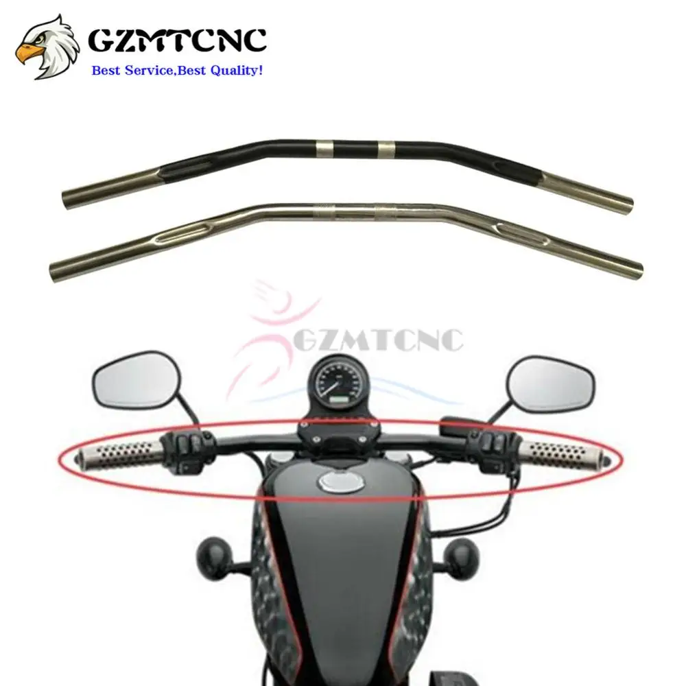 

1" 25mm Grooved Handlebar Drag Handle Bar Curved Retro Style for Harley Sportster XL 1200 Iron 883 48 72 Roadster Nightster Low