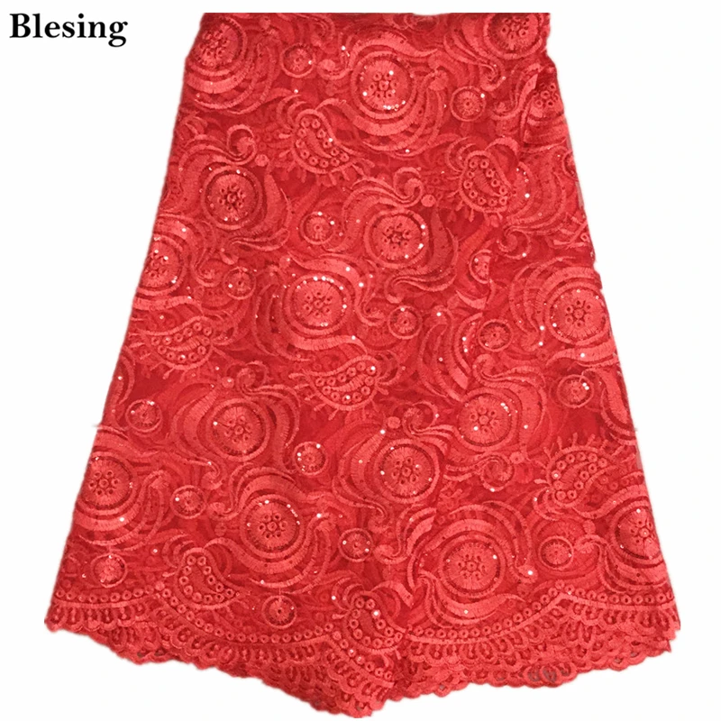Blesing french lace fabric for lace wedding dress red tulle Lace Fabric With Sequins For African Women
Blesing french lace fabric for lace wedding dress red tulle Lace Fabric With Sequins For African Women