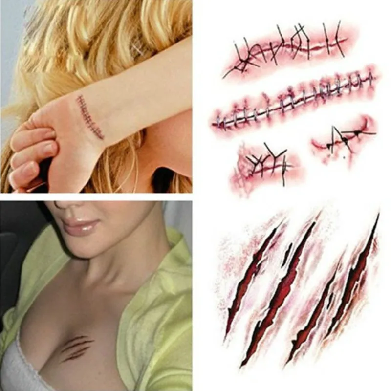 Halloween Zombie Scars Tattoos With Fake Scab Bloody Costume Makeup Halloween Decoration Terror Wound Scary Blood Injury Sticker
Halloween Zombie Scars Tattoos With Fake Scab Bloody Costume Makeup Halloween Decoration Terror Wound Scary Blood Injury Sticker