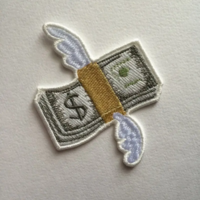 New Cute Fly Wings Money Embroidered Badge Collar DIY Sew Iron On Patch Craft