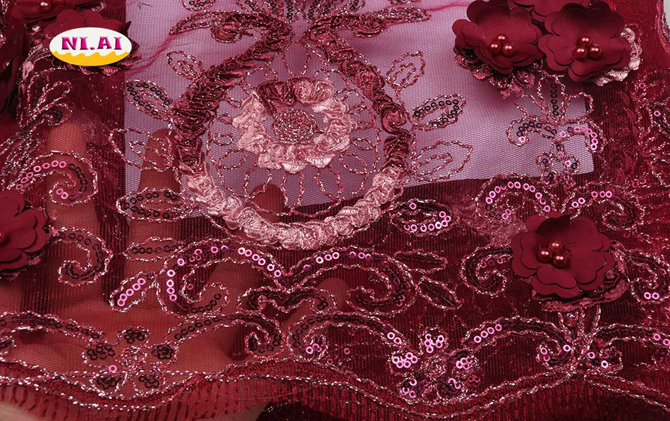 Burgundy Nigerian Lace Fabrics, Beaded Lace Polyester Fabric For Dresses, Embroidery African French Lace Tulle Lace MR1412B
Burgundy Nigerian Lace Fabrics, Beaded Lace Polyester Fabric For Dresses, Embroidery African French Lace Tulle Lace MR1412B