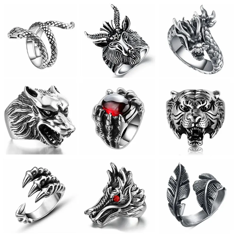 Free Fan Gothic Punk Vintage Dragon Men Ring Jewelry For Women Snake Tiger Skull Steampunk Stainless Steel Rings Male
Free Fan Gothic Punk Vintage Dragon Men Ring Jewelry For Women Snake Tiger Skull Steampunk Stainless Steel Rings Male