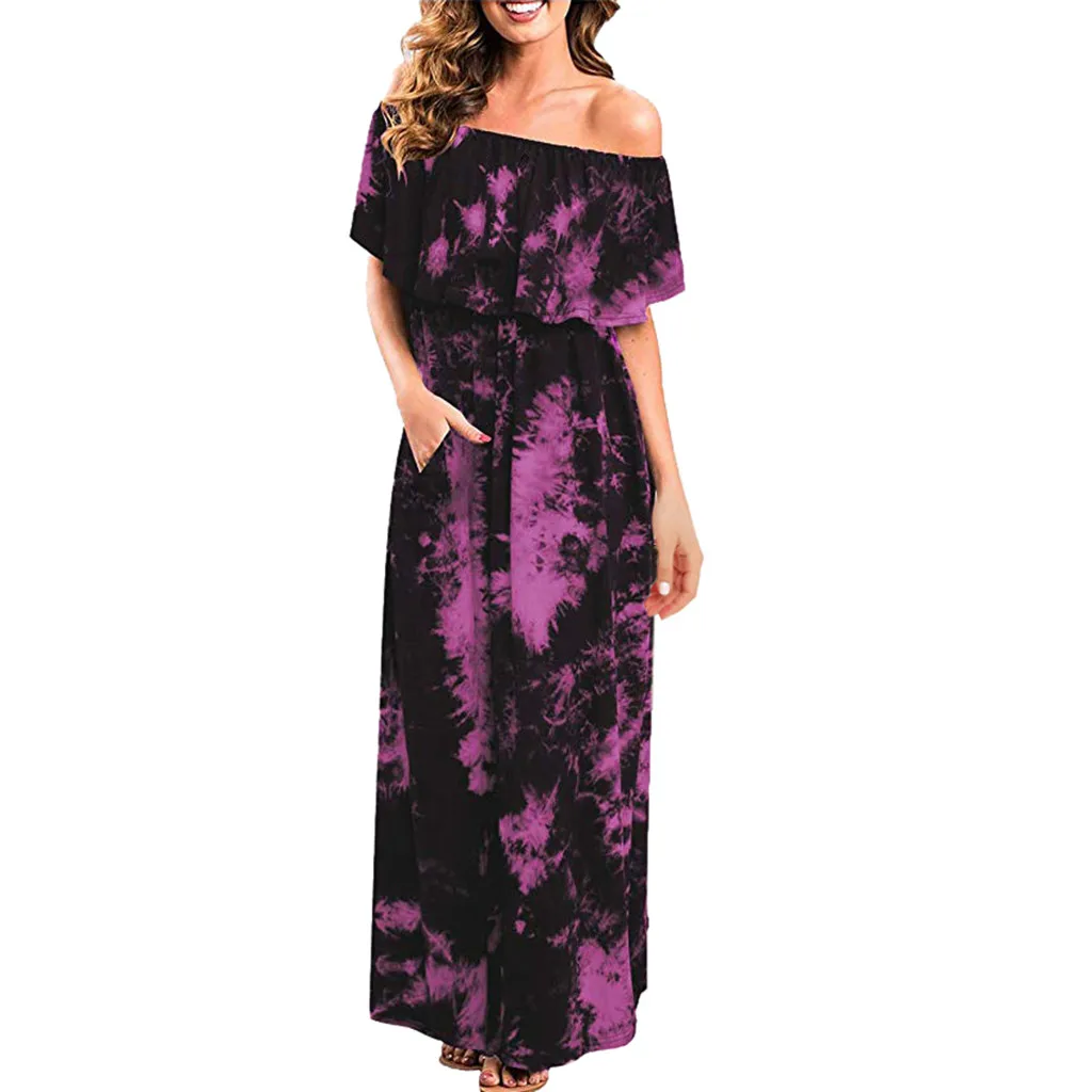 Printed Long Dress Women Off The Shoulder Ruffles Maxi Long Dresses Pockets Short Sleeve Vintage Dress Vestido #RN
Printed Long Dress Women Off The Shoulder Ruffles Maxi Long Dresses Pockets Short Sleeve Vintage Dress Vestido #RN