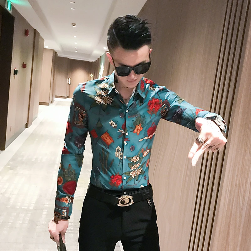Long Sleeve Shirt Men Autumn New Luxury Print Mens Casual Shirts Slim Fit Streetwear Men Floral Shirt Dress Night Club Tuxedo
Long Sleeve Shirt Men Autumn New Luxury Print Mens Casual Shirts Slim Fit Streetwear Men Floral Shirt Dress Night Club Tuxedo