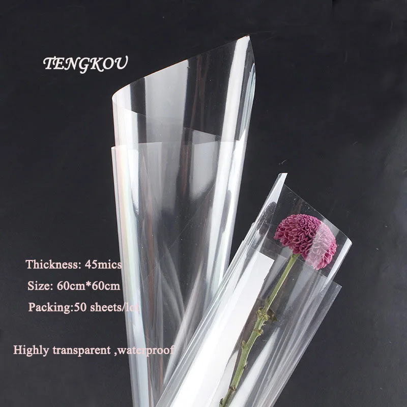 60c*60cm Clear CellophaneTransparent Opp Plastic Packing Film Paper Thickened Flowers Fruit Basket Gift Packing Craft Paper 
60c*60cm Clear CellophaneTransparent Opp Plastic Packing Film Paper Thickened Flowers Fruit Basket Gift Packing Craft Paper