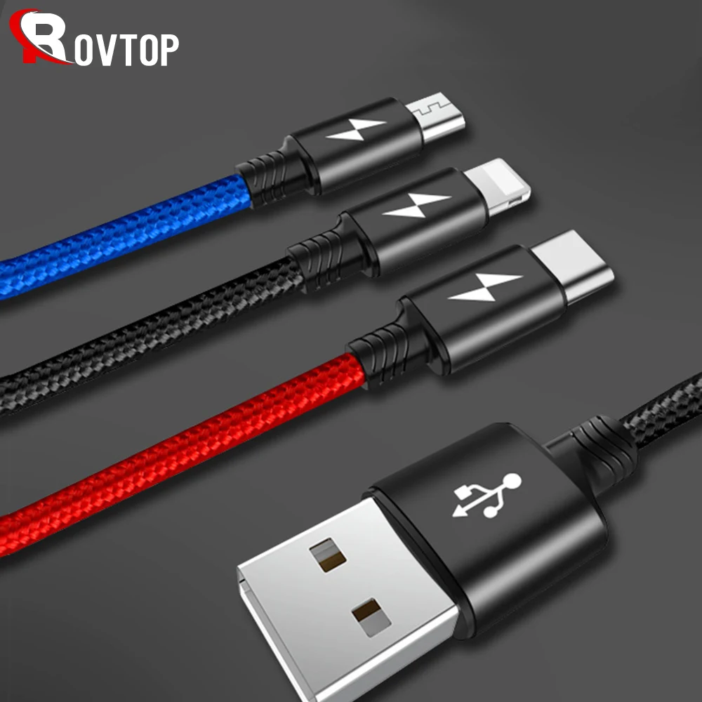 Rovtop 3 в 1 USB кабель удлинитель для телефона зарядное устройство шнур с Micro Type C
