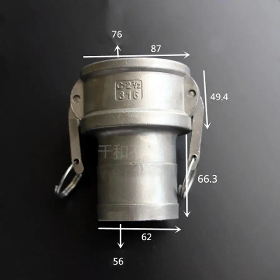 2-1/2" Hosetail Barb x Socket Type C Camlock Quick Disconnect Coupling 316 Stianless Cam Groove For Hose Pumps Homebrew
2-1/2" Hosetail Barb x Socket Type C Camlock Quick Disconnect Coupling 316 Stianless Cam Groove For Hose Pumps Homebrew