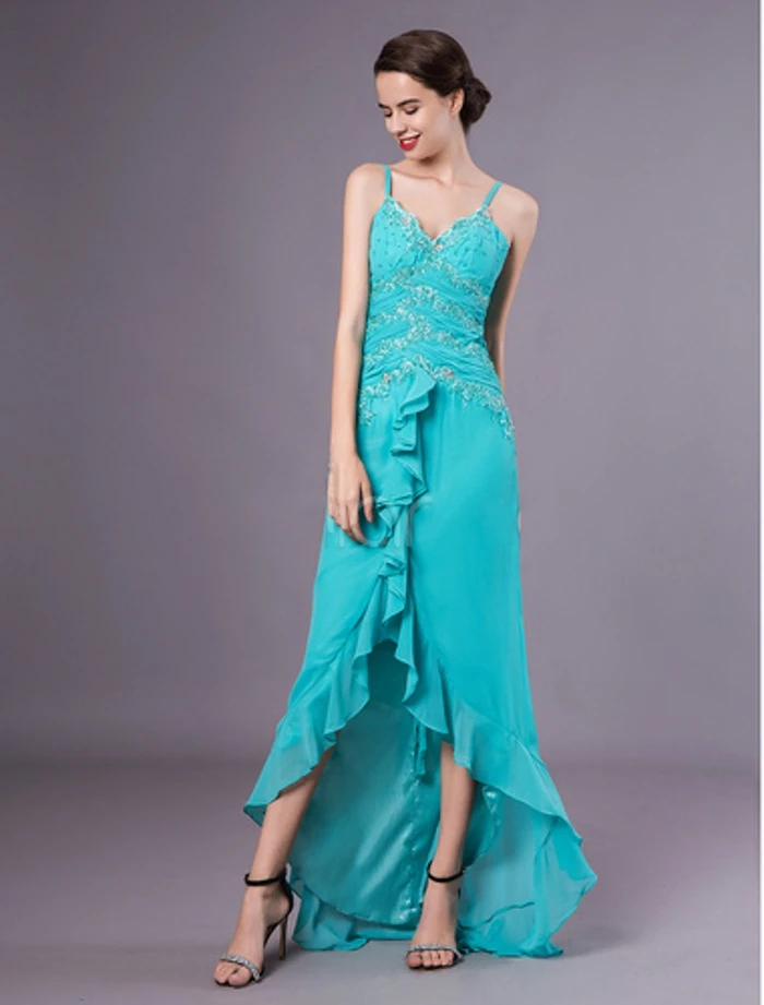 Vestido de Novia Chiffon High Low Prom Dresses 2019 Turquoise V Neck Beading Ruffle Maxi Party Dress Sexy Evening Gowns
Vestido de Novia Chiffon High Low Prom Dresses 2019 Turquoise V Neck Beading Ruffle Maxi Party Dress Sexy Evening Gowns