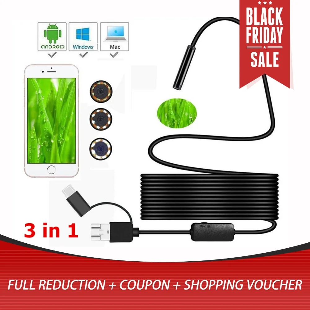 2/3.5/5/10M 8MM Micro USB Type-c USB 3-in-1 Computer Endoscope Borescope Tube Waterproof USB Inspection Video Camera Hard Cable
2/3.5/5/10M 8MM Micro USB Type-c USB 3-in-1 Computer Endoscope Borescope Tube Waterproof USB Inspection Video Camera Hard Cable