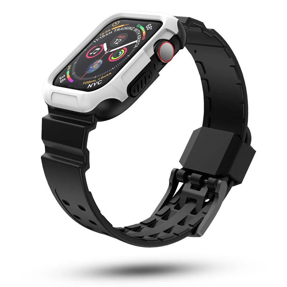 Silicone Strap with PC Protective Case for Apple Watch Band 40/44mm Bracelet Series 5 4 Sport WristBand Clock Belt
Silicone Strap with PC Protective Case for Apple Watch Band 40/44mm Bracelet Series 5 4 Sport WristBand Clock Belt