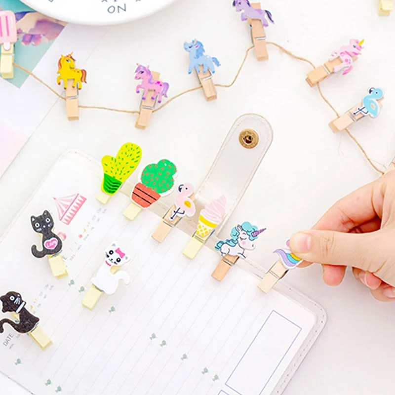 Creative 10 Pcs/pack Unicorn Flamingo Cactus Cat Carrot Wooden Clips Photo Paper Craft DIY Clips With Rope Party Diy Decoration
Creative 10 Pcs/pack Unicorn Flamingo Cactus Cat Carrot Wooden Clips Photo Paper Craft DIY Clips With Rope Party Diy Decoration