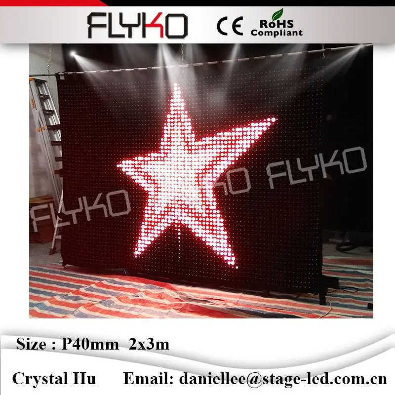 Indoor flexible curtain P40mm 2x3m backdrops RGB3in1 stage lighting event party night club DJ led video curtain fireproof
Indoor flexible curtain P40mm 2x3m backdrops RGB3in1 stage lighting event party night club DJ led video curtain fireproof