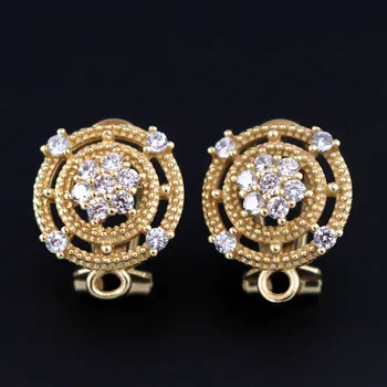 Cubic Zircon CZ Micro Paved Earrings Post Clip Back with Hanger Connector Metal Findings DIY for African Arab Bridal Weddings 
Cubic Zircon CZ Micro Paved Earrings Post Clip Back with Hanger Connector Metal Findings DIY for African Arab Bridal Weddings