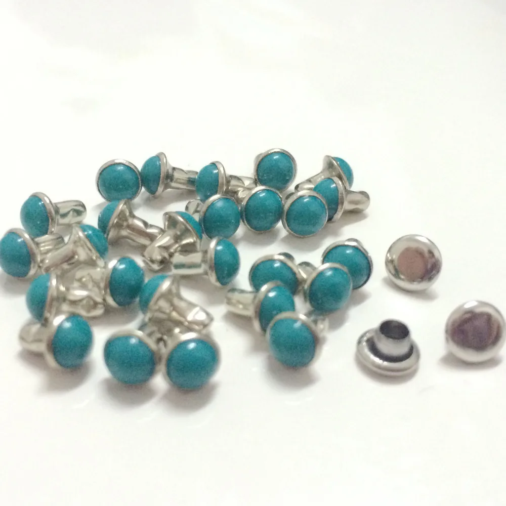 

DIY100PCS 5mm Accessories Blue Turquoise Crack Rivets Leather Craft Punk Studs Shipping Free