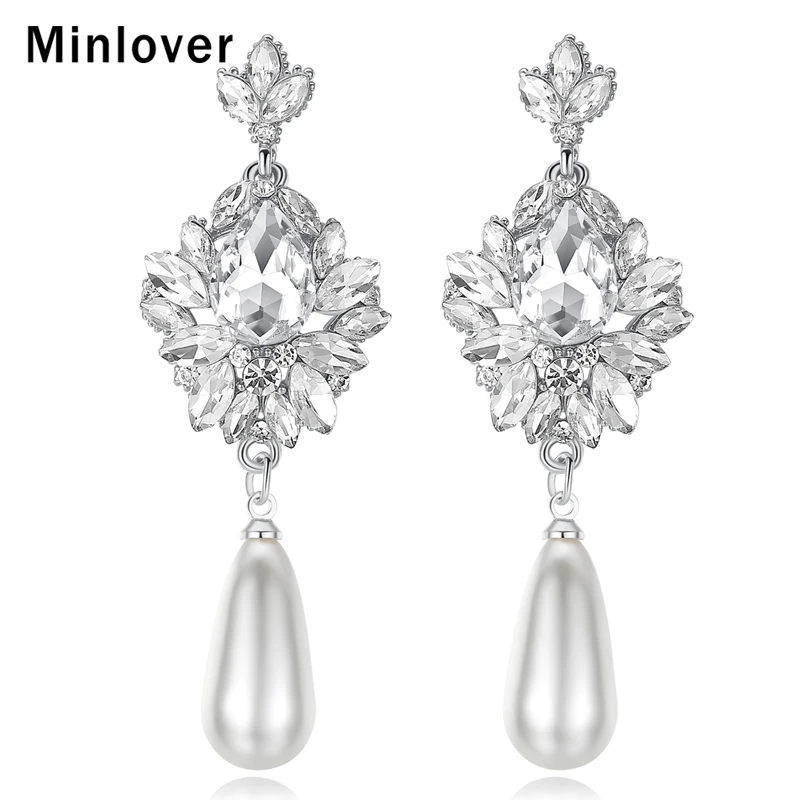 Minlover Elegant Simulated Pearl Bridal Drop Earrings for Women Flower Crystal Long Earrings 2018 Wedding Party Jewelry MEH1022
Minlover Elegant Simulated Pearl Bridal Drop Earrings for Women Flower Crystal Long Earrings 2018 Wedding Party Jewelry MEH1022