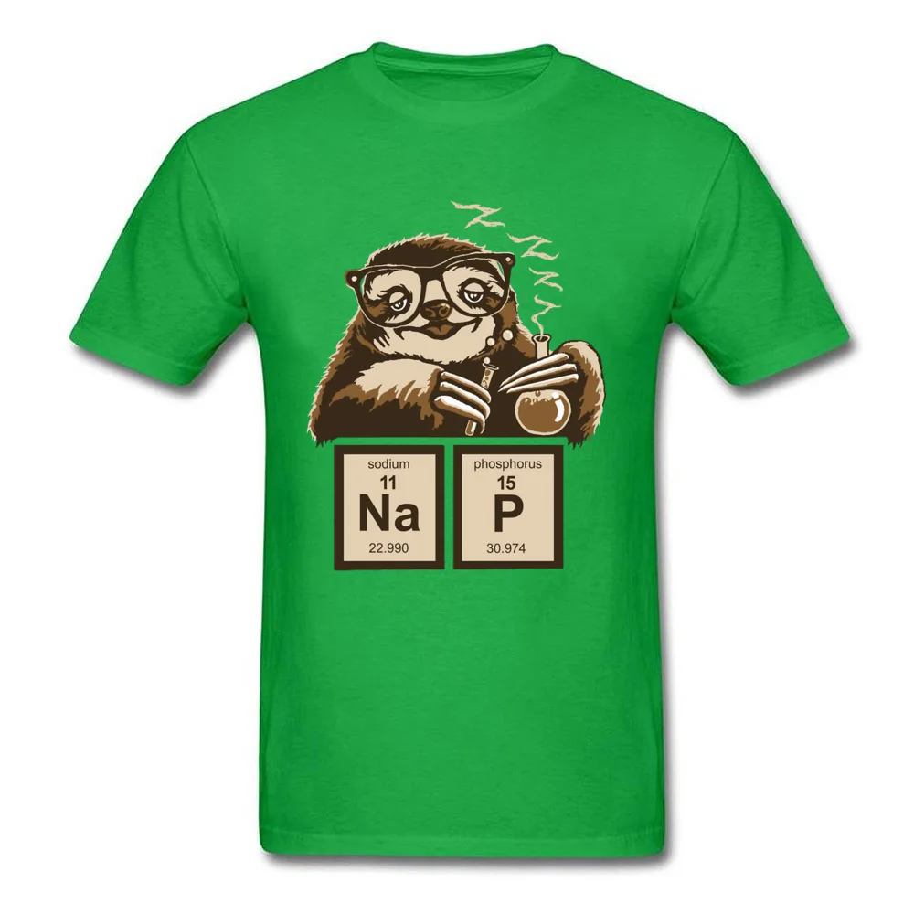 2018 Hot Sale Man Top T-shirts O-Neck Short Sleeve Cotton Fabric Chemistry-Sloth Tops Shirt Normal Tops Tees Top Quality Chemistry-Sloth green