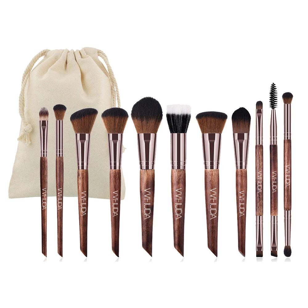 VVHUDA Brushes Set Professional Makeup Tools 11Pcs Powder Foundation Contour Black Walnut Wood Handle with Drawstring Cotton Bag
VVHUDA Brushes Set Professional Makeup Tools 11Pcs Powder Foundation Contour Black Walnut Wood Handle with Drawstring Cotton Bag