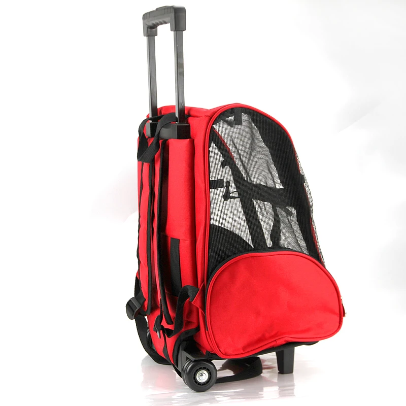 

Pet bag out portable bag trolley Backpack dog cat backpack Wheel Carrier Strollers Breathable Puppy Travel Transport Bag